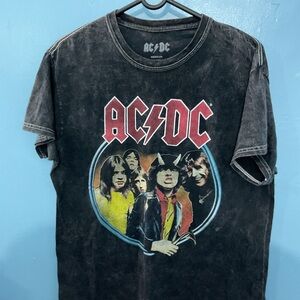 AC/DC Vintage Black Band Tee with Red and Yellow Accents